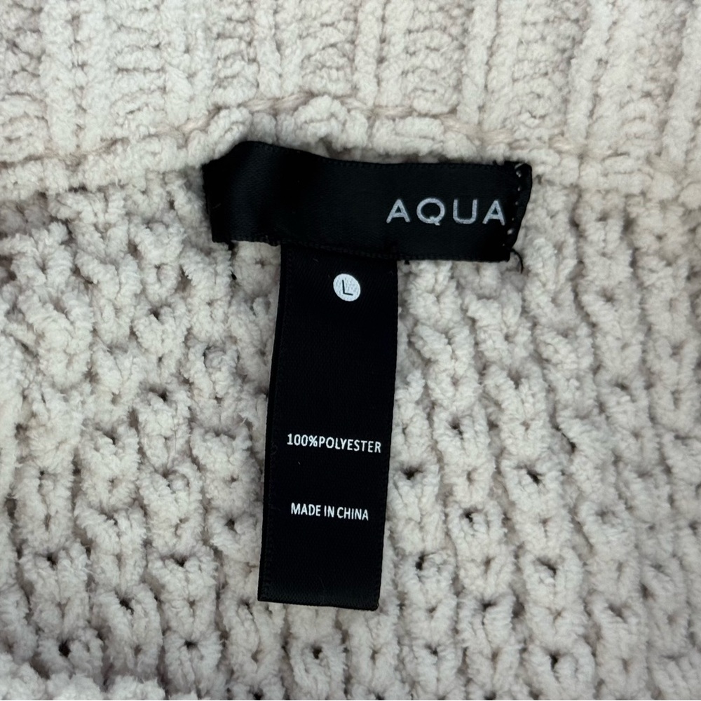 NEW AQUA Brand Women's Cable Knit Cropped Crewneck Chunky Sweater Size L - $128 - Picture 5 of 5